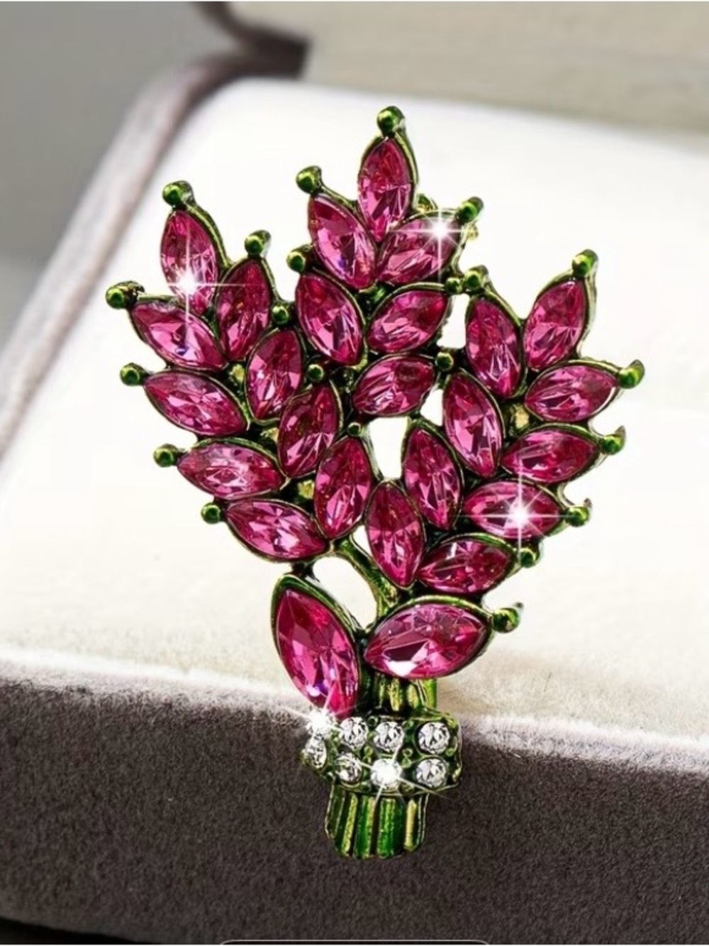 Pink Crystal Bouquet Brooch - Elegant Women’s Pin Gladiolus